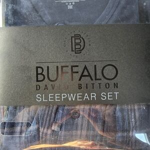NIB Buffalo David Bitton Blue and Gray Flannel Sleepwear Set size XL